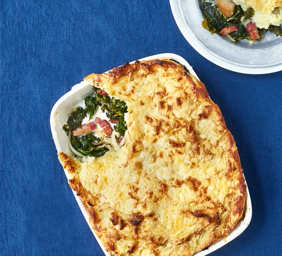 Klump served in a casserole dish