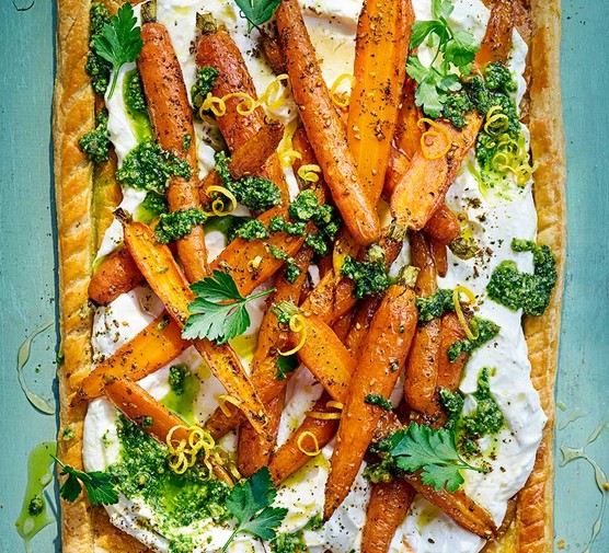 Easter buffet ideas Roasted carrot & whipped feta tart
