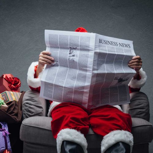 Santa reading the paper
